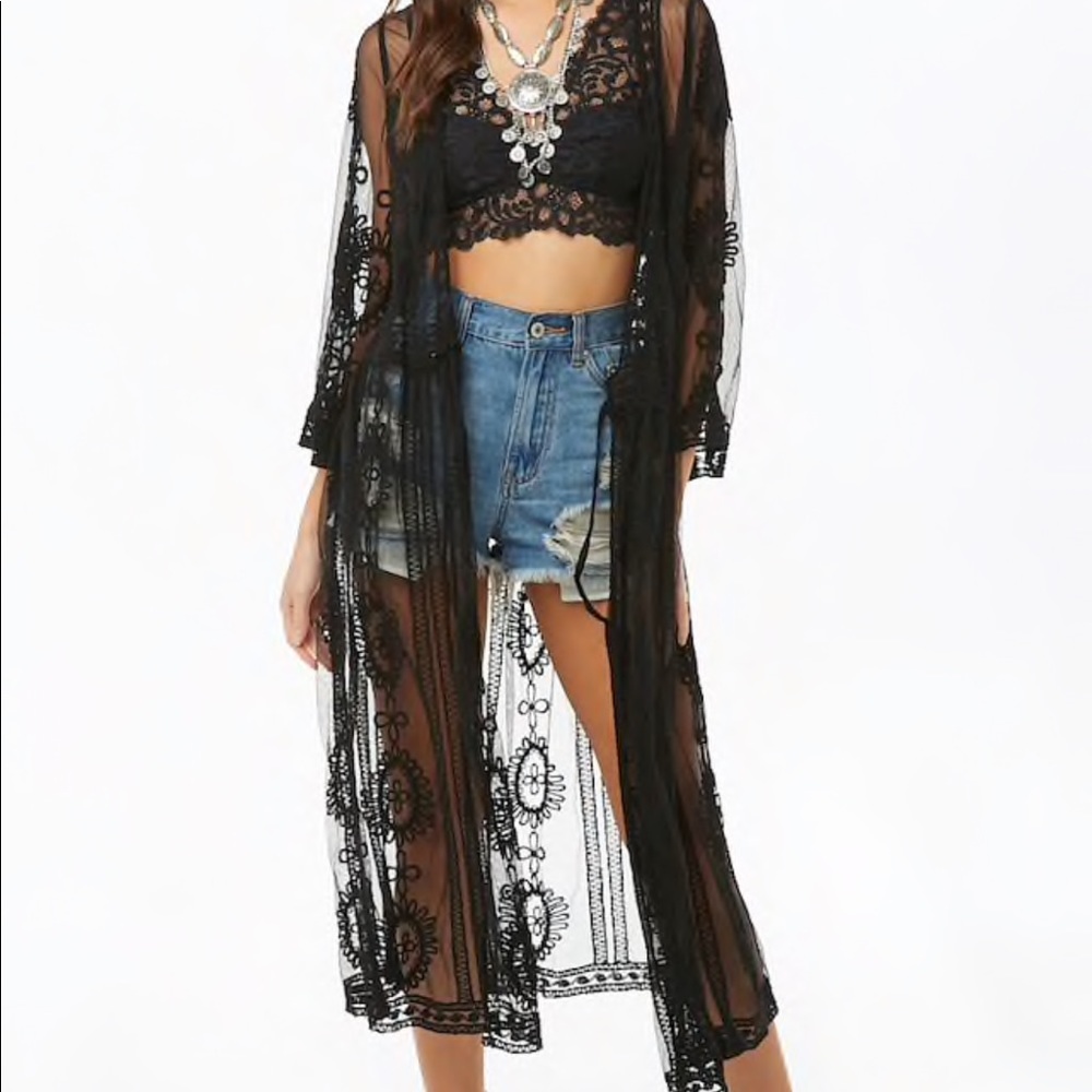 Forever 21 Lace Kimono Cardigan